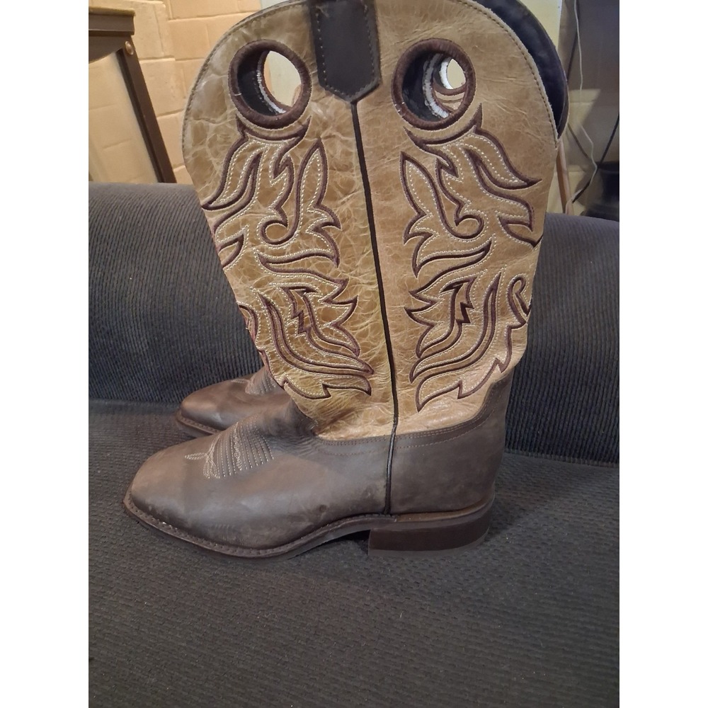 Masterson Boot Co. Western Brown Leather Square ‎ Toe Pull On Block Heel Sz 11D